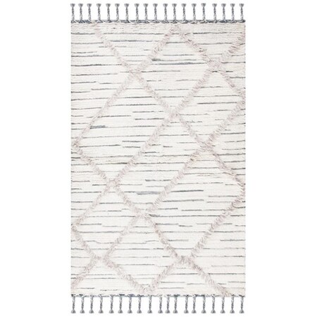 Safavieh 9 x 12 ft. Kenya 953A Tassel Hand Loomed Rectangle Area Rug Ivory & Grey KNY953A-9